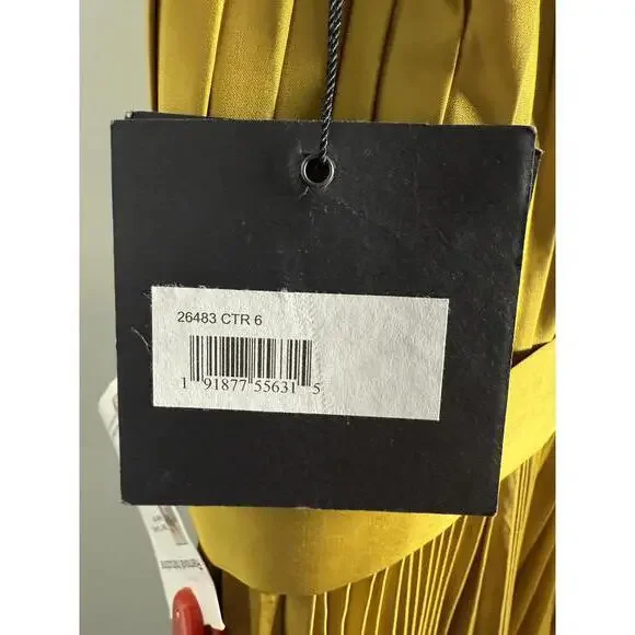 NWT Mac Duggal Apparel Green Pleated Cap Sleeve Belted A Line Dress Size 6